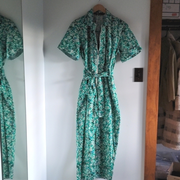Zara Green Floral Jumpsuit - Picture 2 of 6